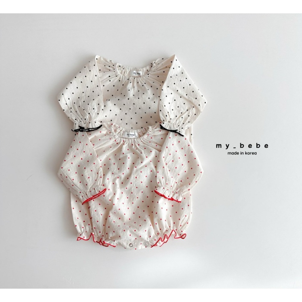 Mybebe 包屁衣 마이베베 도트바디슈트(턱받이별도)-細節圖3