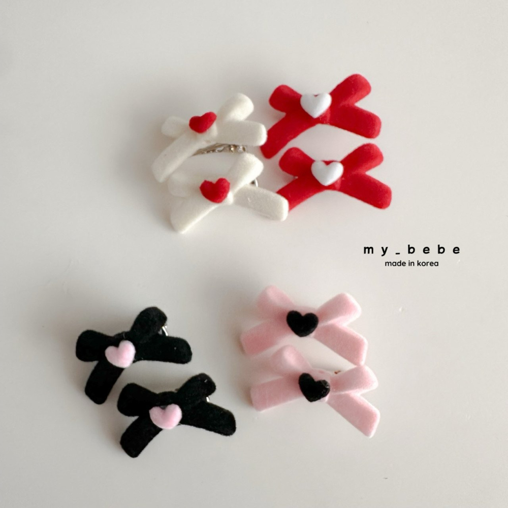 Mybebe 髮飾 마이베베 미니리본하트핀-細節圖2