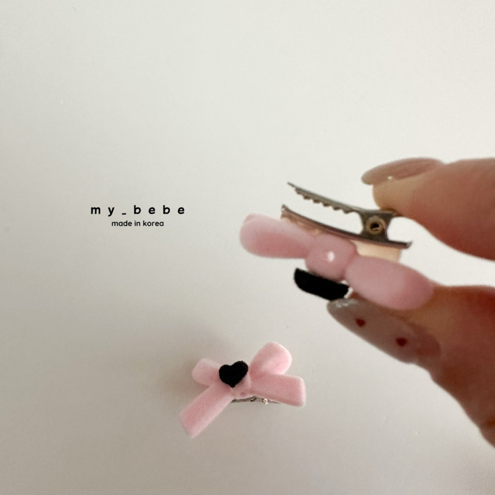 Mybebe 髮飾 마이베베 미니리본하트핀-細節圖4