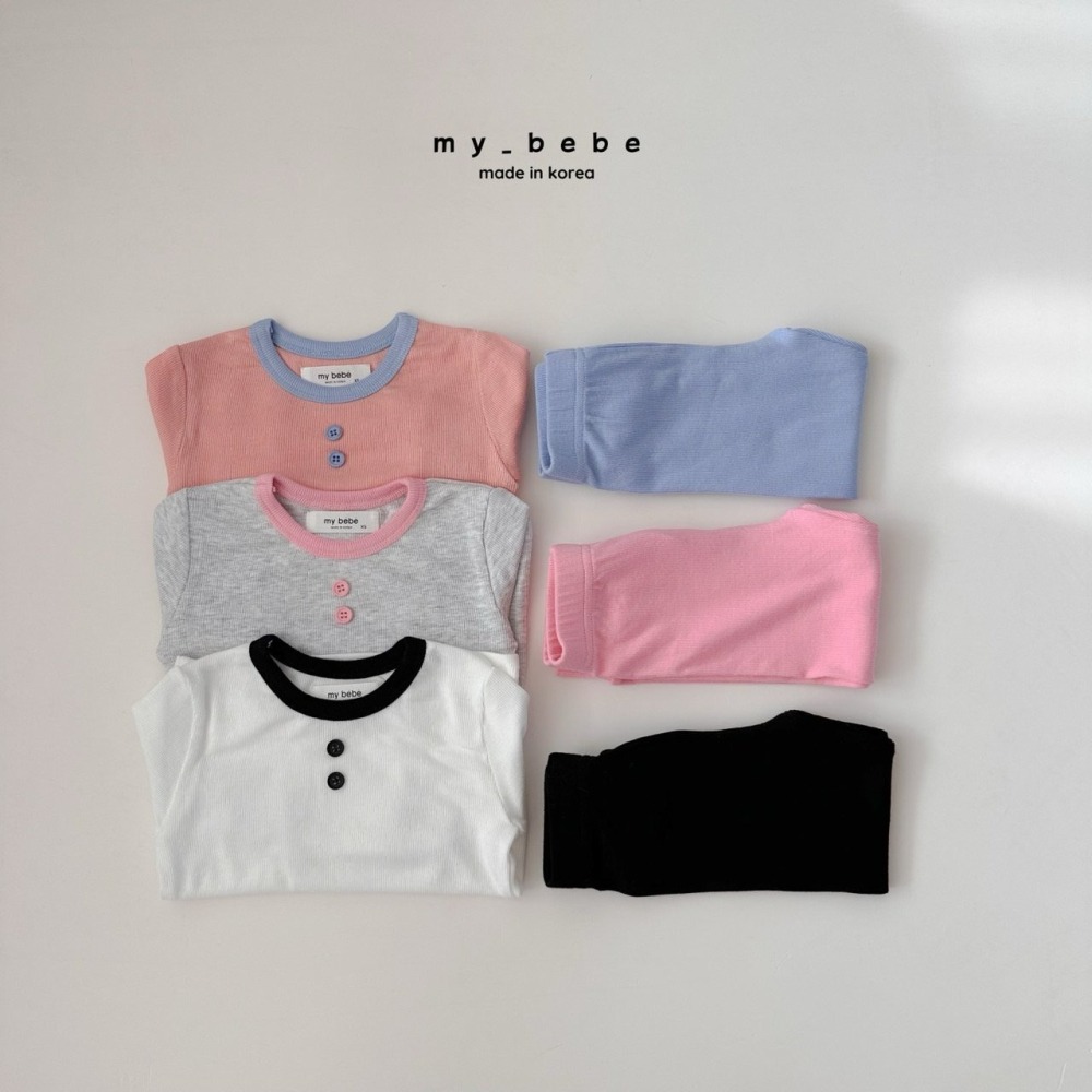 Mybebe 套裝 上下 마이베베 배색골지실내복-細節圖2