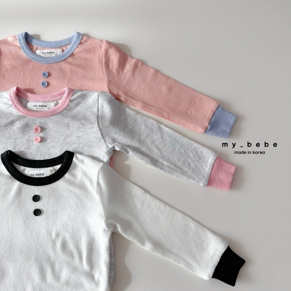 Mybebe 套裝 上下 마이베베 배색골지실내복-細節圖4