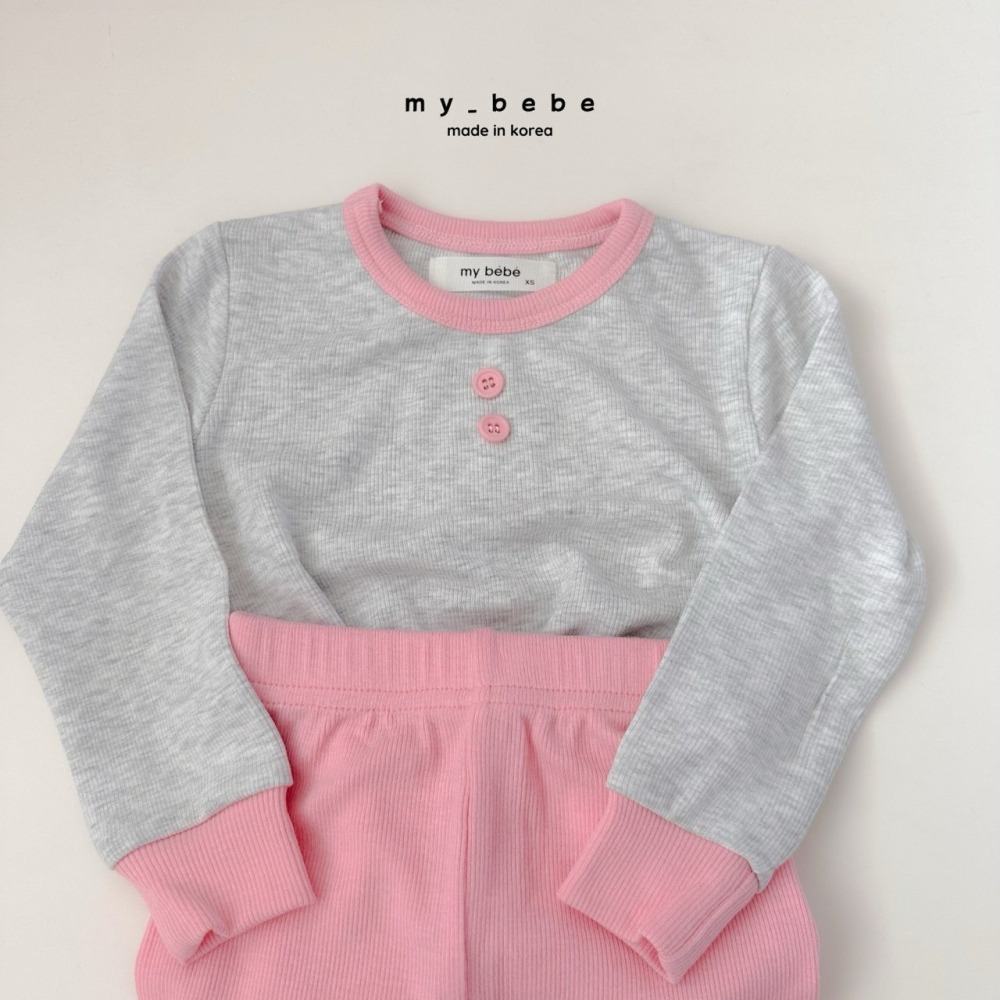 Mybebe 套裝 上下 마이베베 배색골지실내복-細節圖6