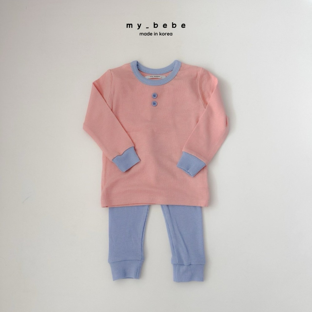 Mybebe 套裝 上下 마이베베 배색골지실내복-細節圖8
