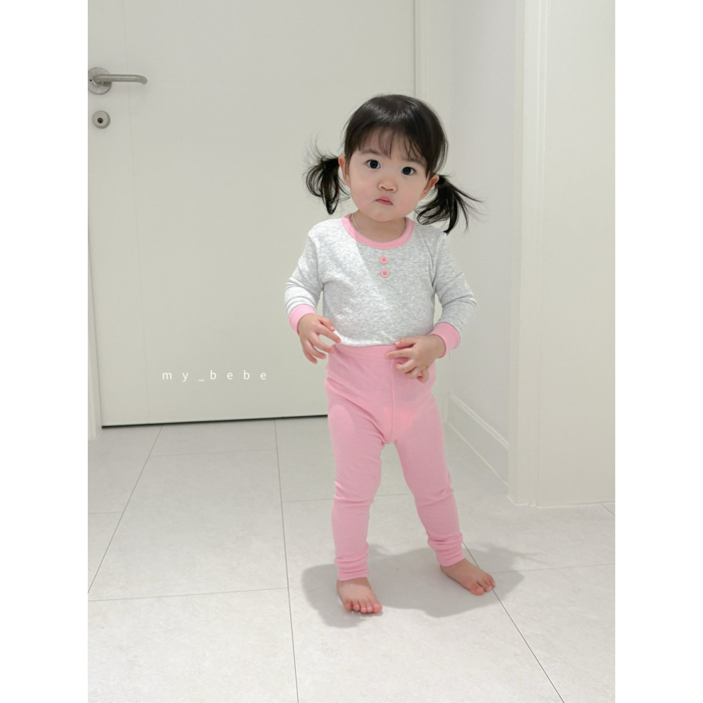 Mybebe 套裝 上下 마이베베 배색골지실내복-細節圖9
