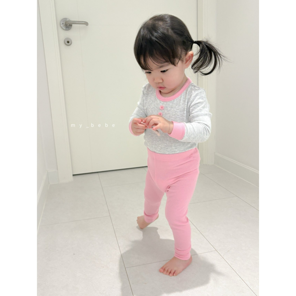 Mybebe 套裝 上下 마이베베 배색골지실내복-細節圖10