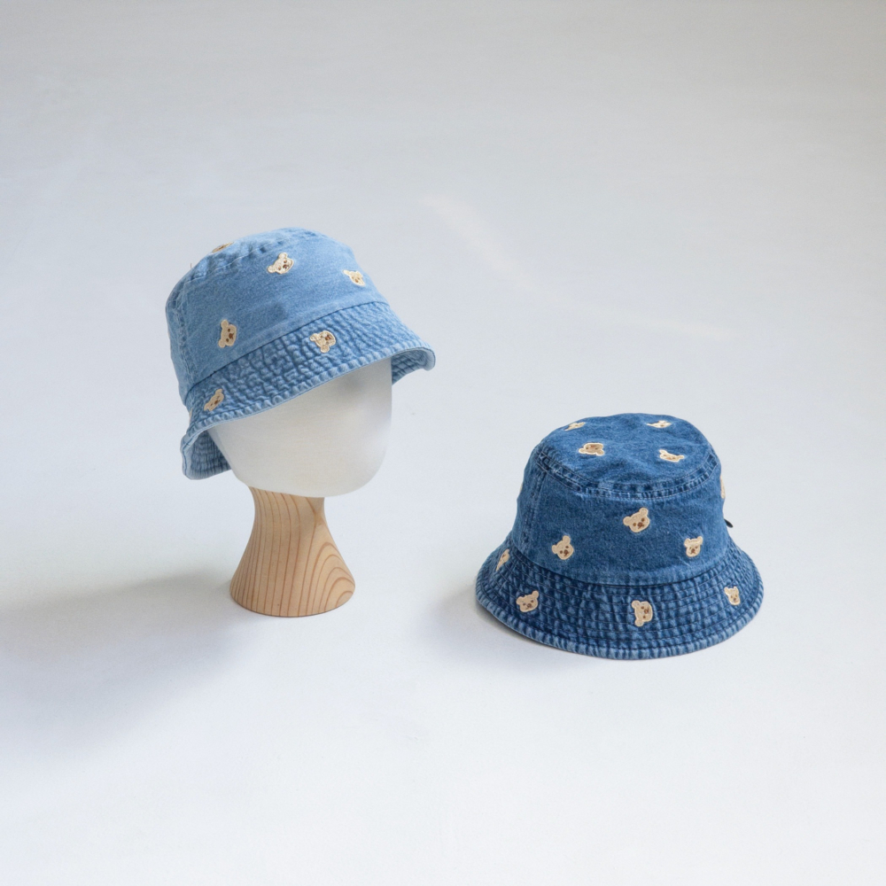 LittleHat 帽子 작은모자 청베어패턴버킷햇-細節圖4