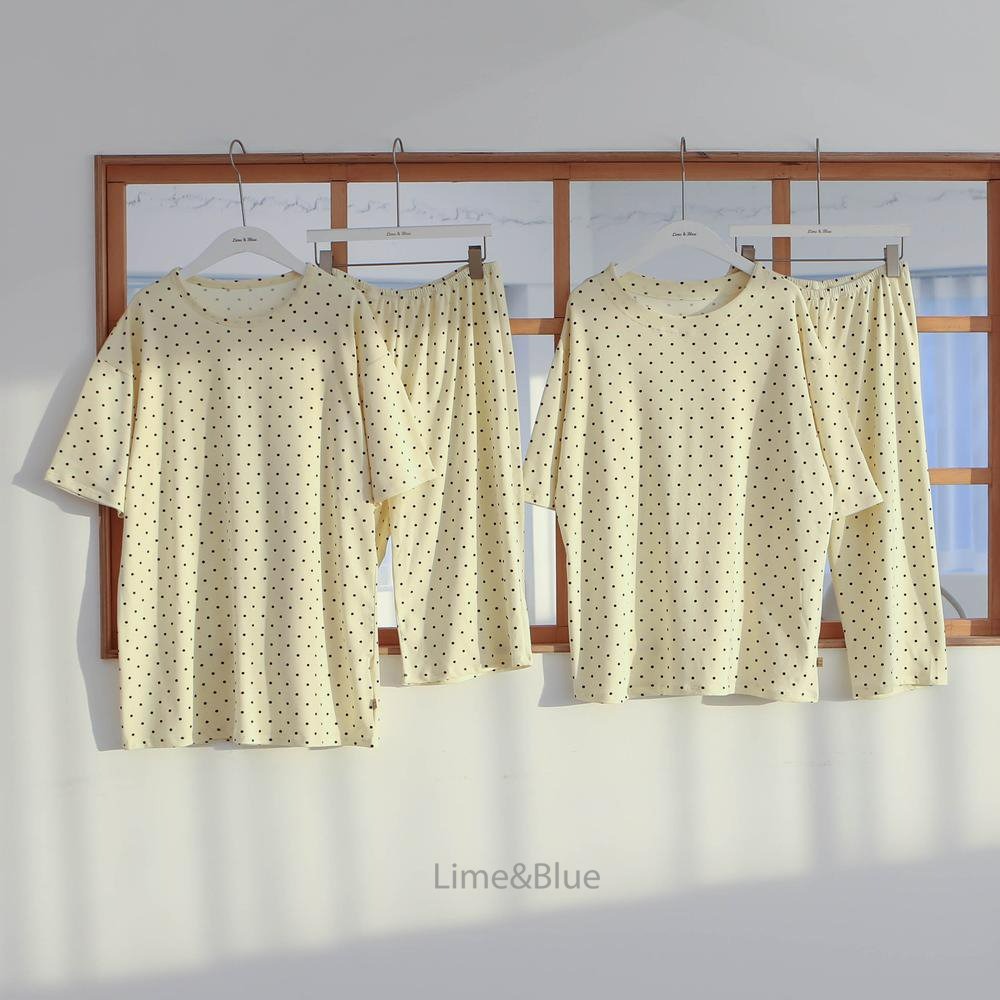 Lime&Blue 套裝 上下 라인앤블루 썸머셀럽도트반팔상하세트(성인)-細節圖3