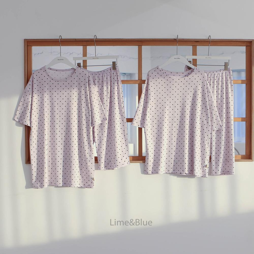 Lime&Blue 套裝 上下 라인앤블루 썸머셀럽도트반팔상하세트(성인)-規格圖9