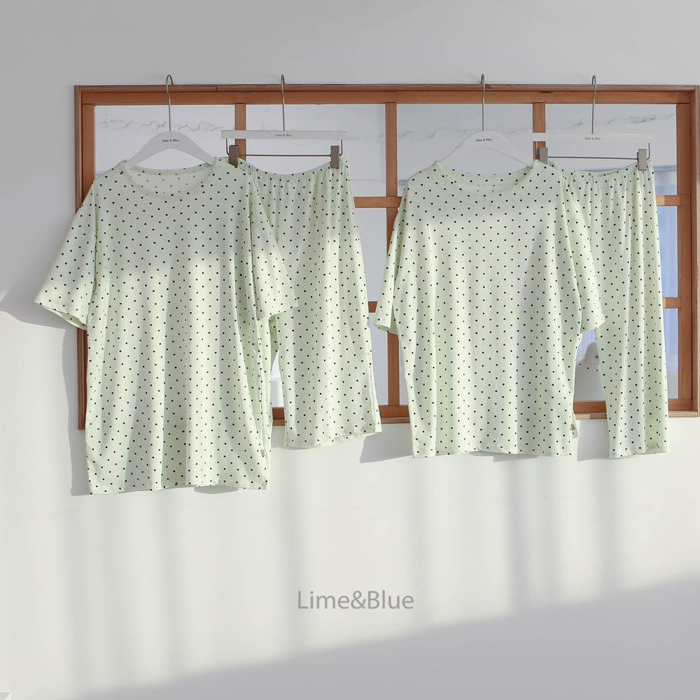Lime&Blue 套裝 上下 라인앤블루 썸머셀럽도트반팔상하세트(성인)-規格圖9