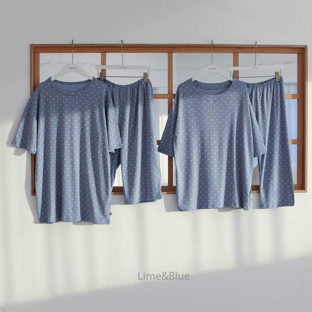 Lime&Blue 套裝 上下 라인앤블루 썸머셀럽도트반팔상하세트(성인)-規格圖9