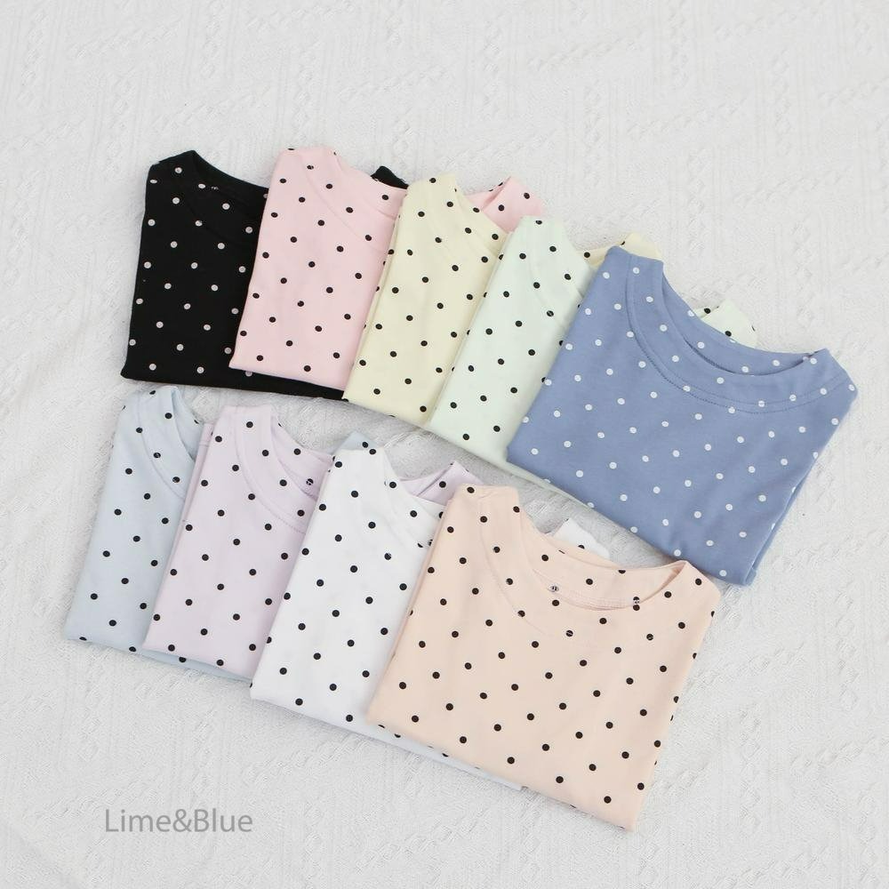 Lime&Blue 套裝 上下 라인앤블루 썸머셀럽도트반팔상하세트-細節圖4