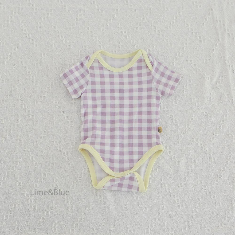 Lime&Blue 包屁衣 라인앤블루 썸머크래커체크반팔슈트-規格圖9