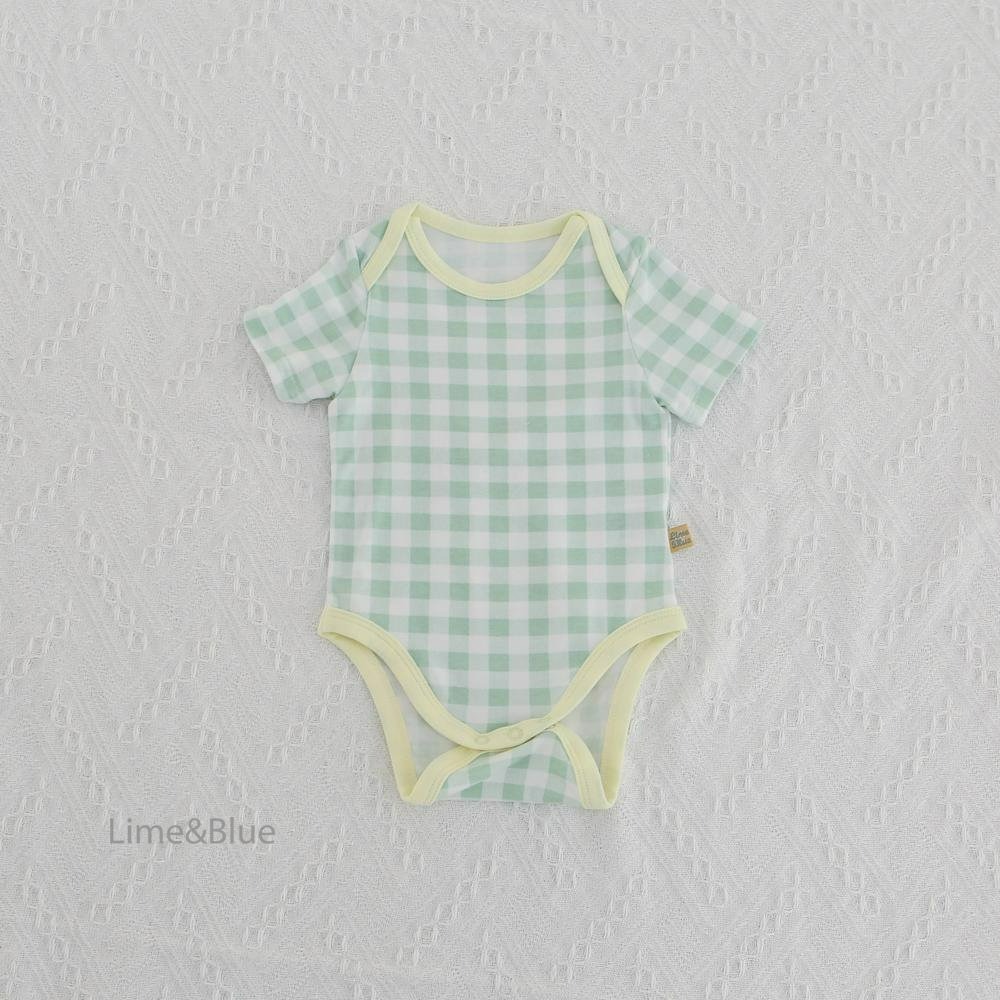 Lime&Blue 包屁衣 라인앤블루 썸머크래커체크반팔슈트-規格圖9