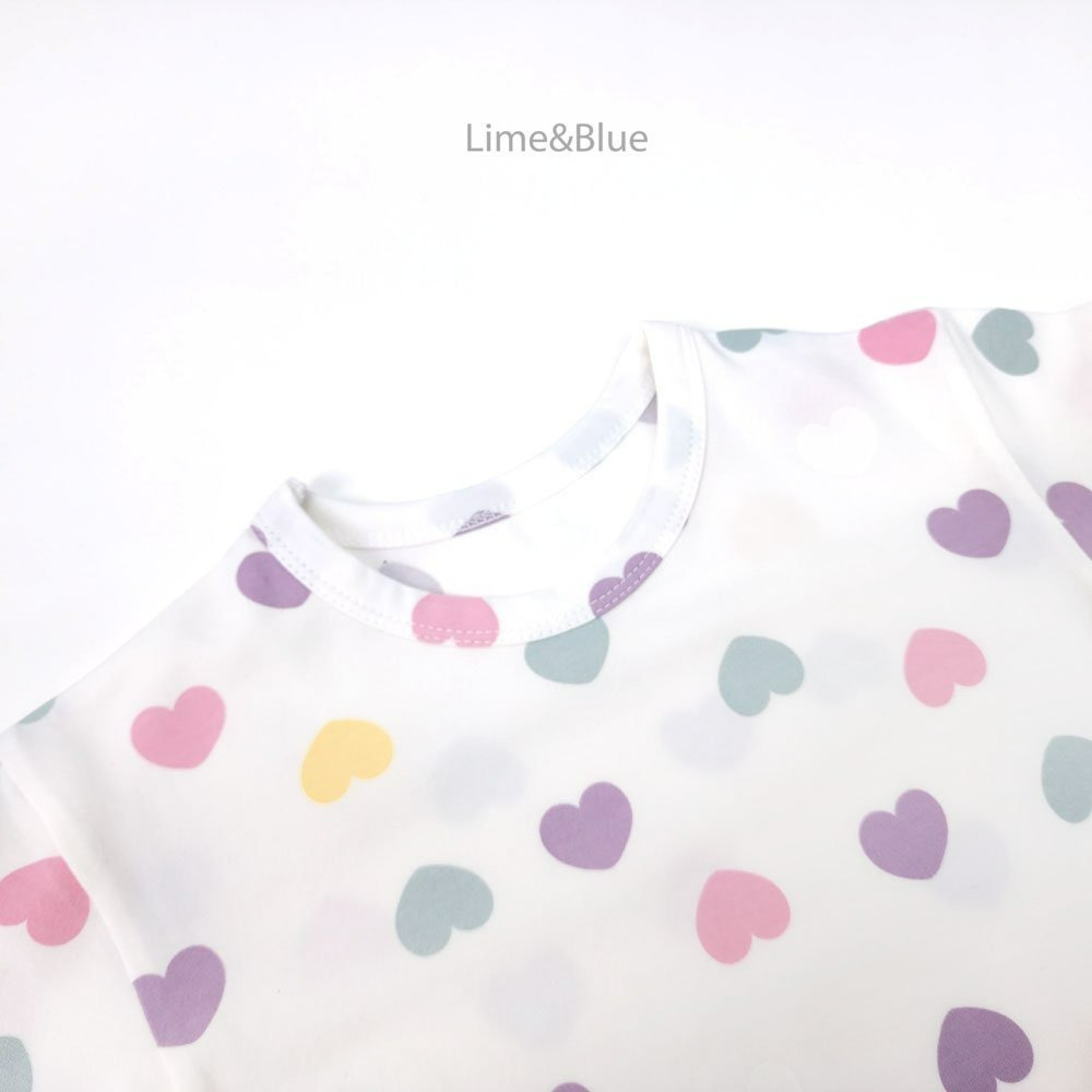 Lime&Blue 套裝 上下 라인앤블루 러브하트반팔상하세트-細節圖4