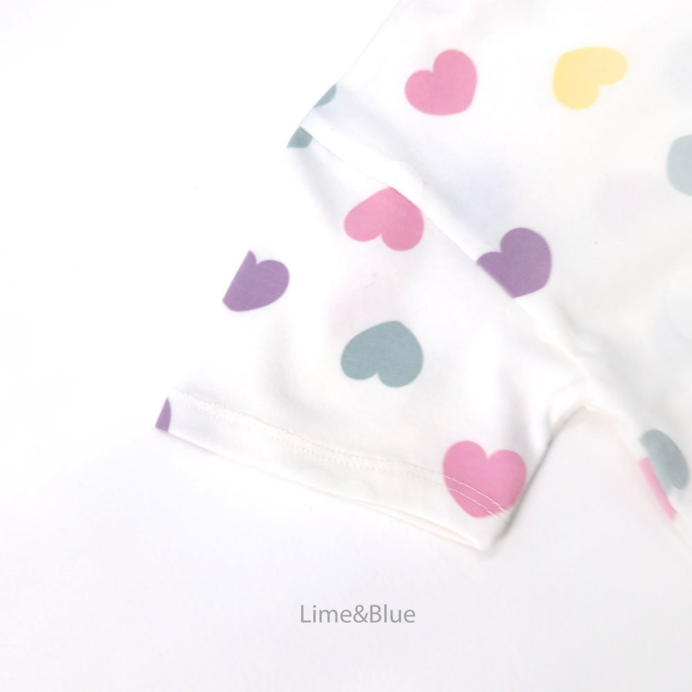 Lime&Blue 套裝 上下 라인앤블루 러브하트반팔상하세트-細節圖5