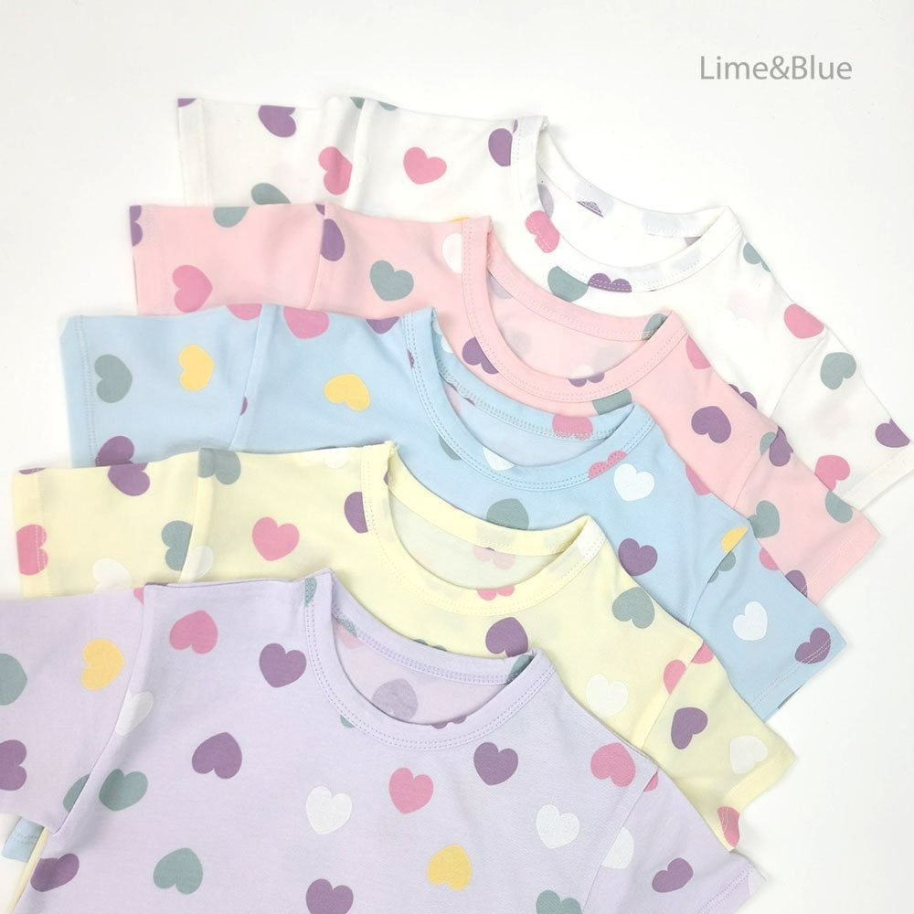 Lime&Blue 套裝 上下 라인앤블루 러브하트반팔상하세트-細節圖7