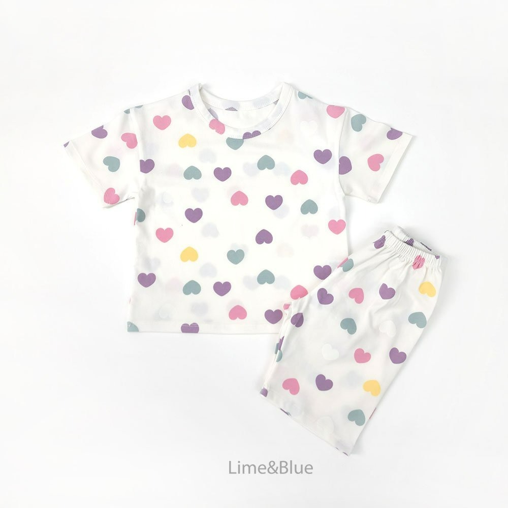 Lime&Blue 套裝 上下 라인앤블루 러브하트반팔상하세트-規格圖8