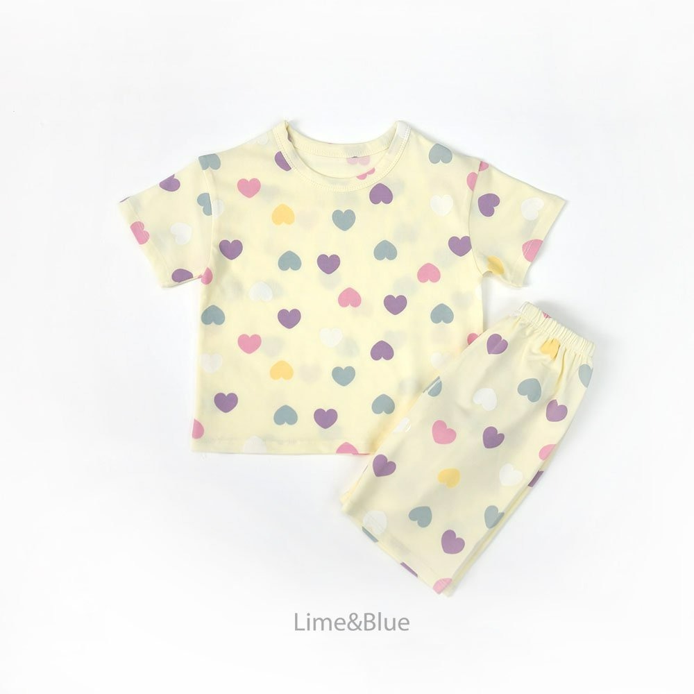 Lime&Blue 套裝 上下 라인앤블루 러브하트반팔상하세트-規格圖8