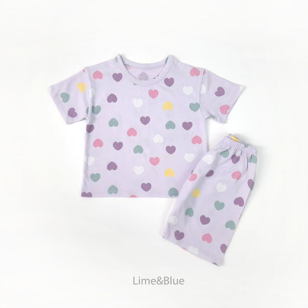 Lime&Blue 套裝 上下 라인앤블루 러브하트반팔상하세트-規格圖8