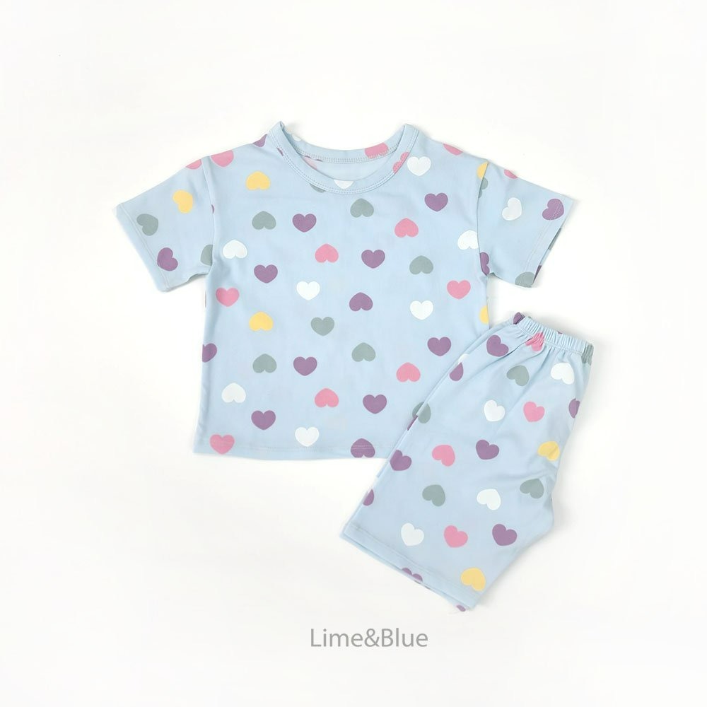 Lime&Blue 套裝 上下 라인앤블루 러브하트반팔상하세트-規格圖8