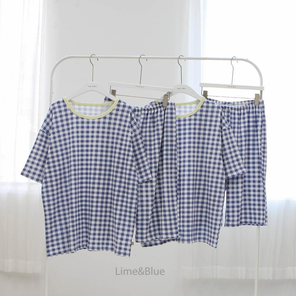 Lime&Blue 套裝 上下 (成人) 라인앤블루 썸머크래커체크반팔상하세트(성인)-規格圖8