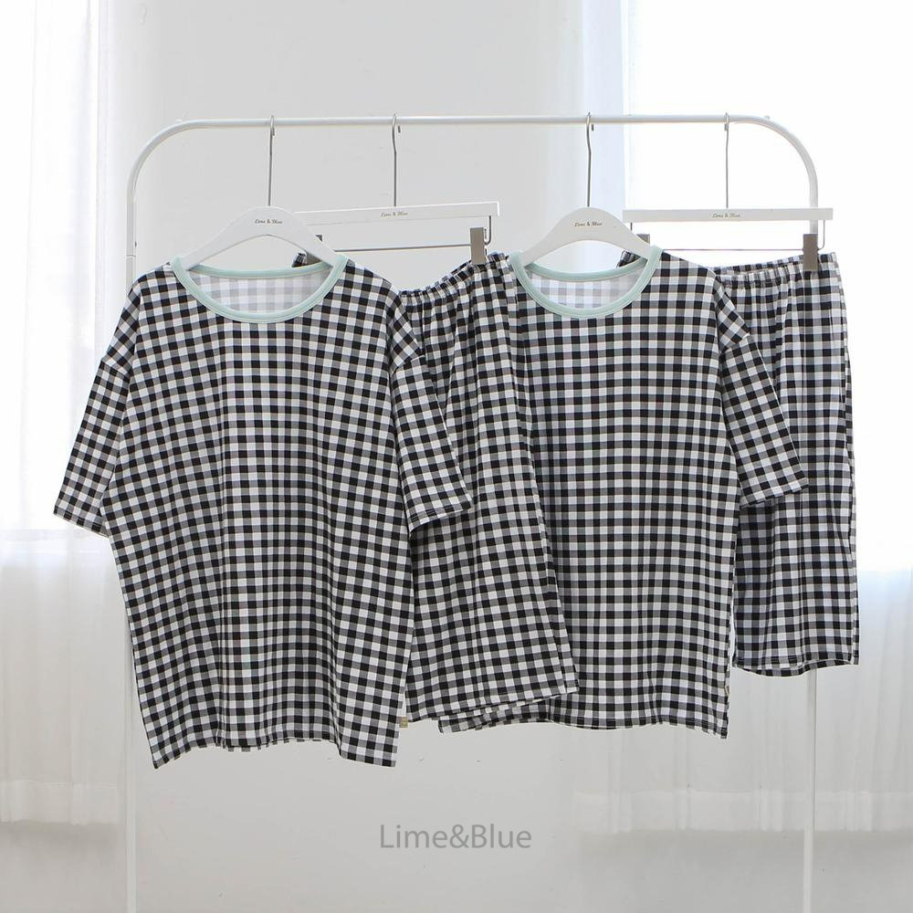 Lime&Blue 套裝 上下 (成人) 라인앤블루 썸머크래커체크반팔상하세트(성인)-規格圖8