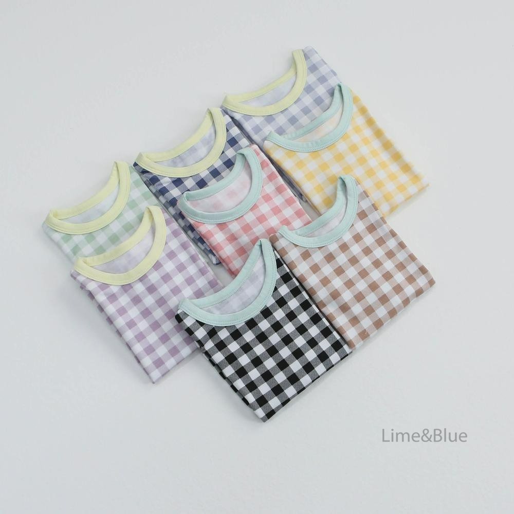 Lime&Blue 套裝 上下 라인앤블루 썸머크래커체크반팔상하세트-細節圖2