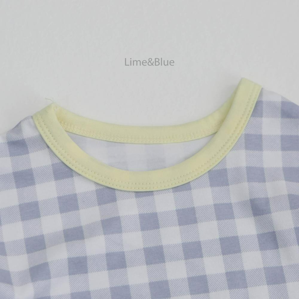 Lime&Blue 套裝 上下 라인앤블루 썸머크래커체크반팔상하세트-細節圖7