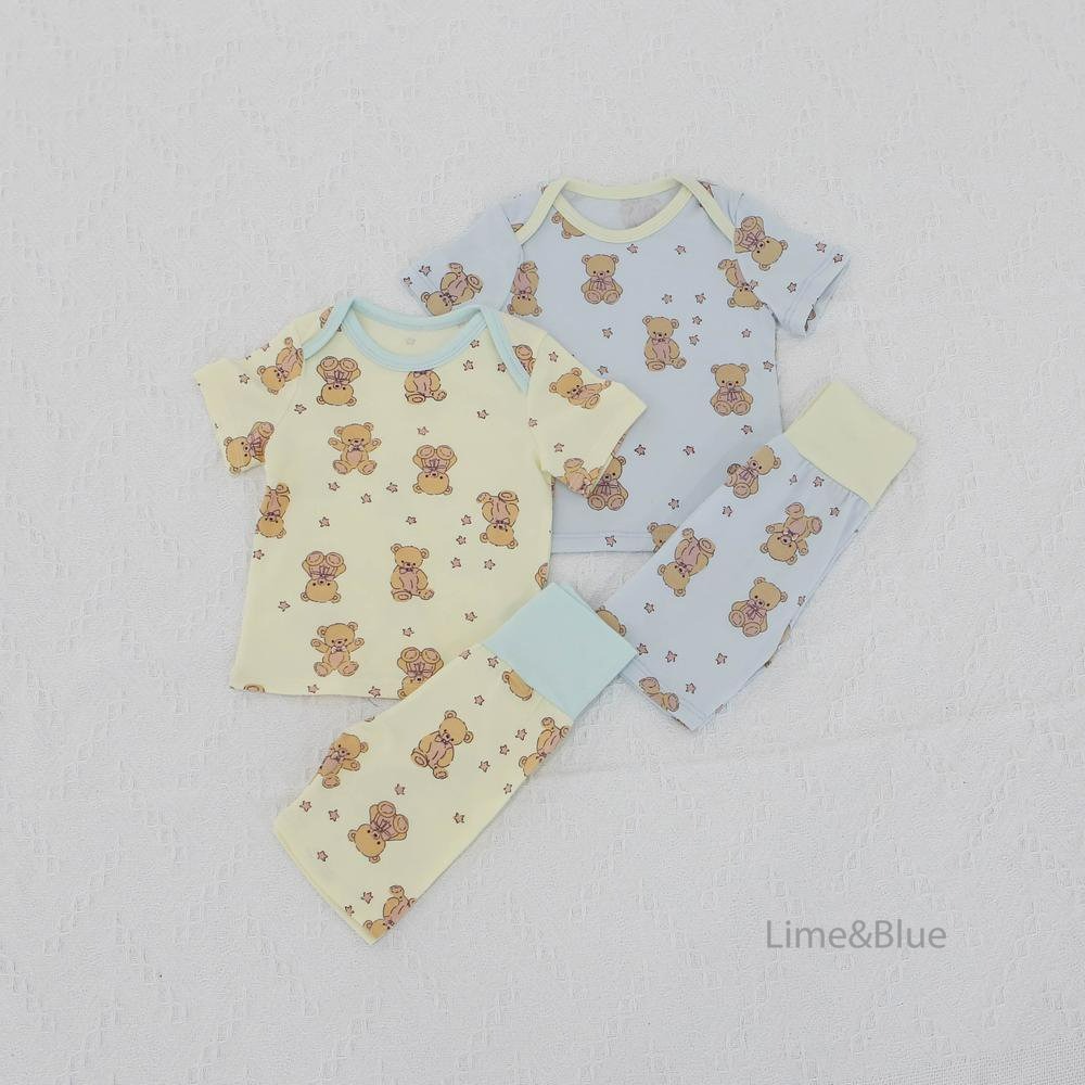 Lime&Blue 套裝 上下 라인앤블루 별곰돌이베이비세트-細節圖3