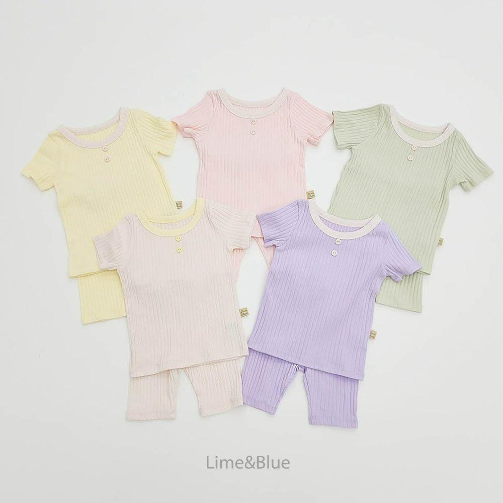 Lime&Blue 套裝 上下 라인앤블루 모달버튼골지상하세트-細節圖2