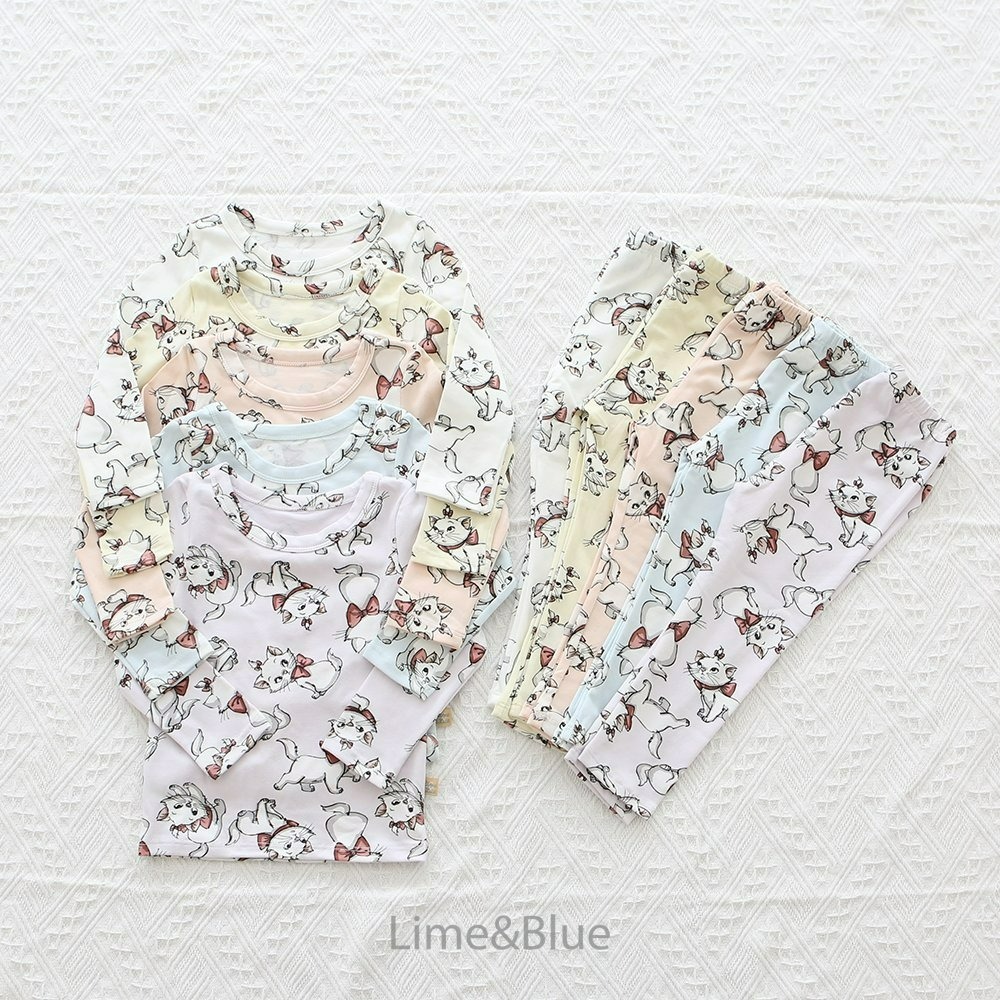 Lime&Blue 套裝 上下 라인앤블루 리본고양이슬림핏실내복-細節圖4