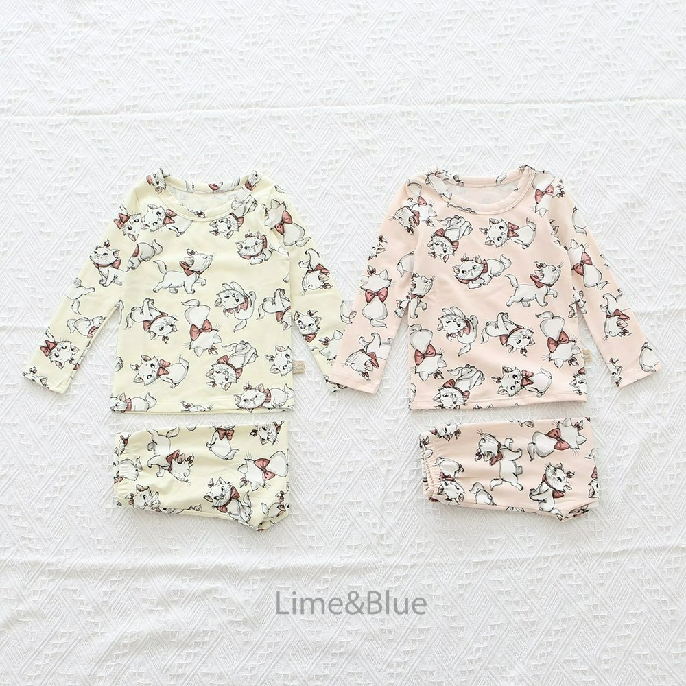 Lime&Blue 套裝 上下 라인앤블루 리본고양이슬림핏실내복-細節圖7