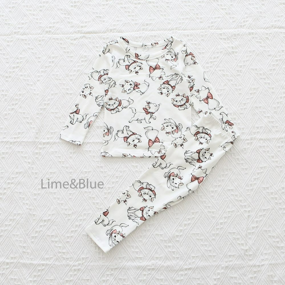 Lime&Blue 套裝 上下 라인앤블루 리본고양이슬림핏실내복-規格圖10