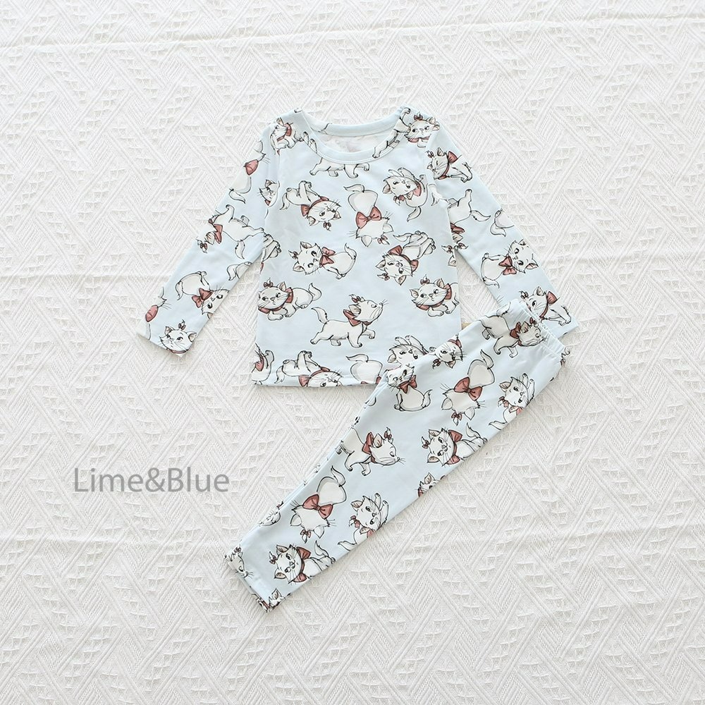 Lime&Blue 套裝 上下 라인앤블루 리본고양이슬림핏실내복-規格圖10