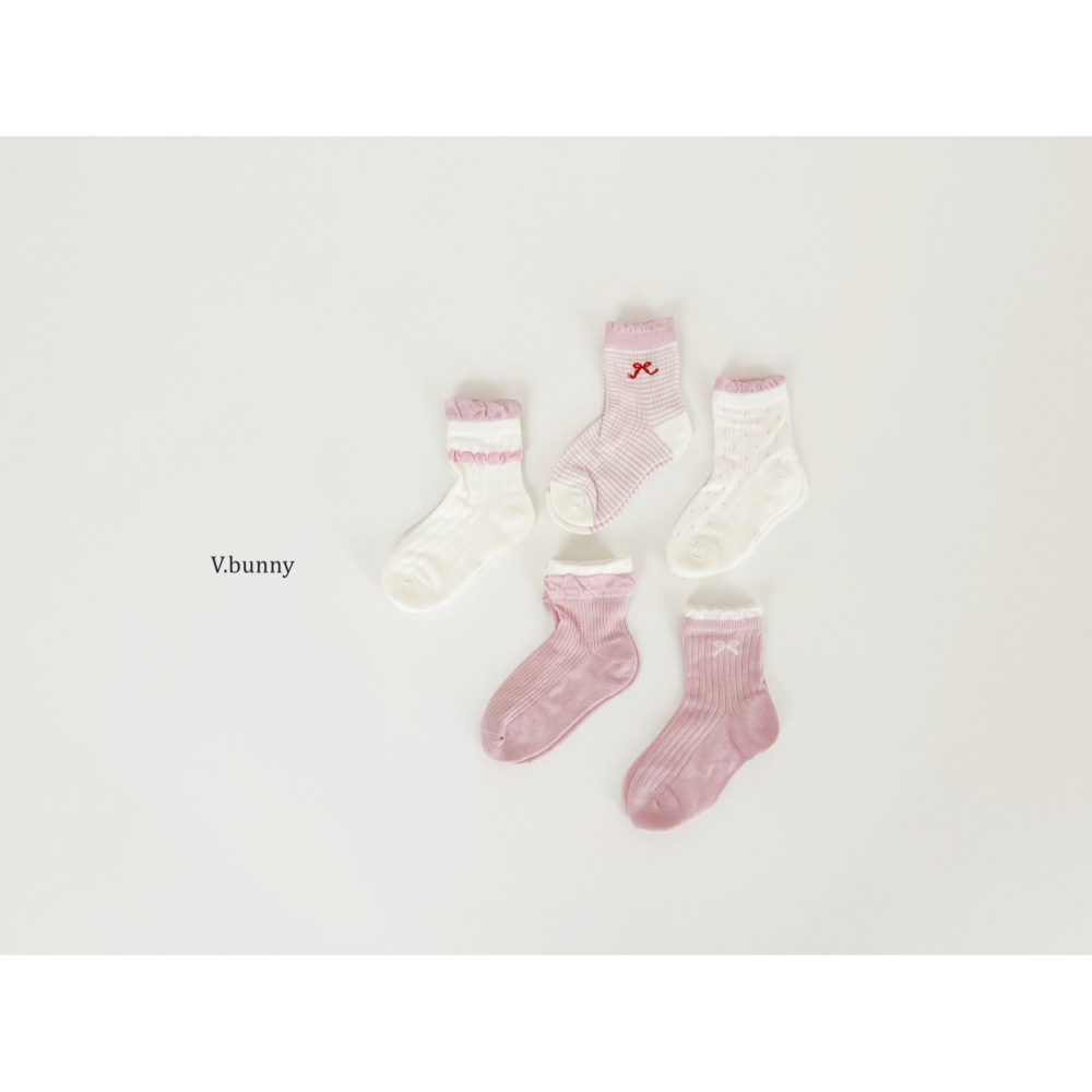 V.bunny 襪子 바닐라버니 밀크리본양말세트-細節圖2