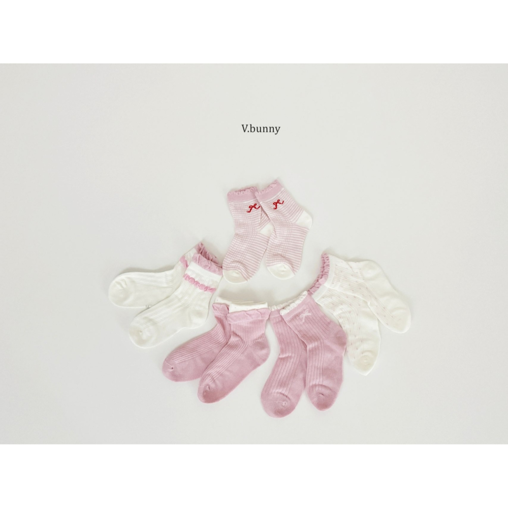 V.bunny 襪子 바닐라버니 밀크리본양말세트-細節圖4