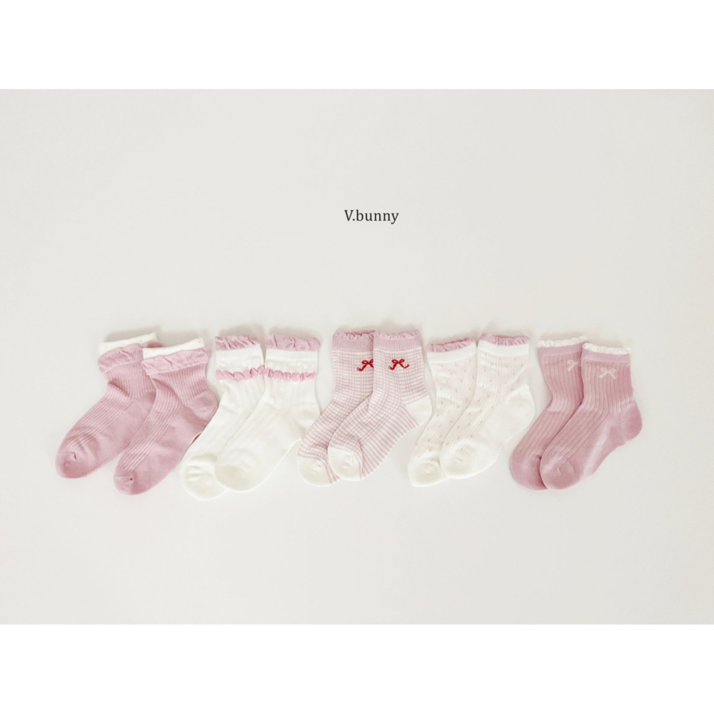 V.bunny 襪子 바닐라버니 밀크리본양말세트-細節圖5