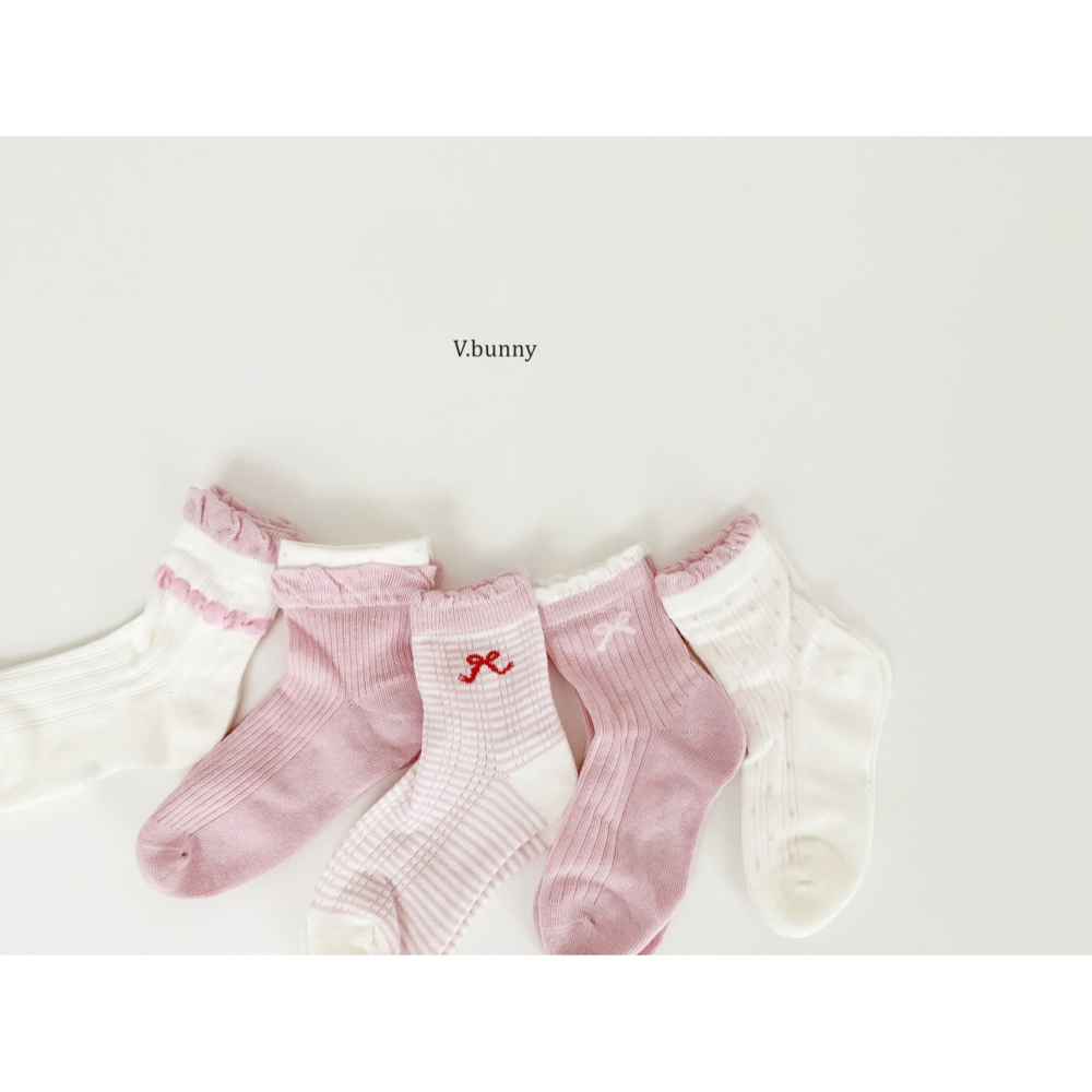 V.bunny 襪子 바닐라버니 밀크리본양말세트-細節圖6