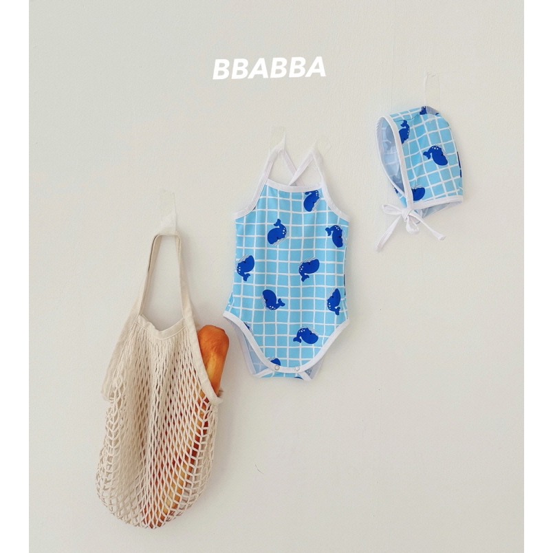 BBABBA 泳裝(含帽) 빠빠 끈수영복-細節圖2