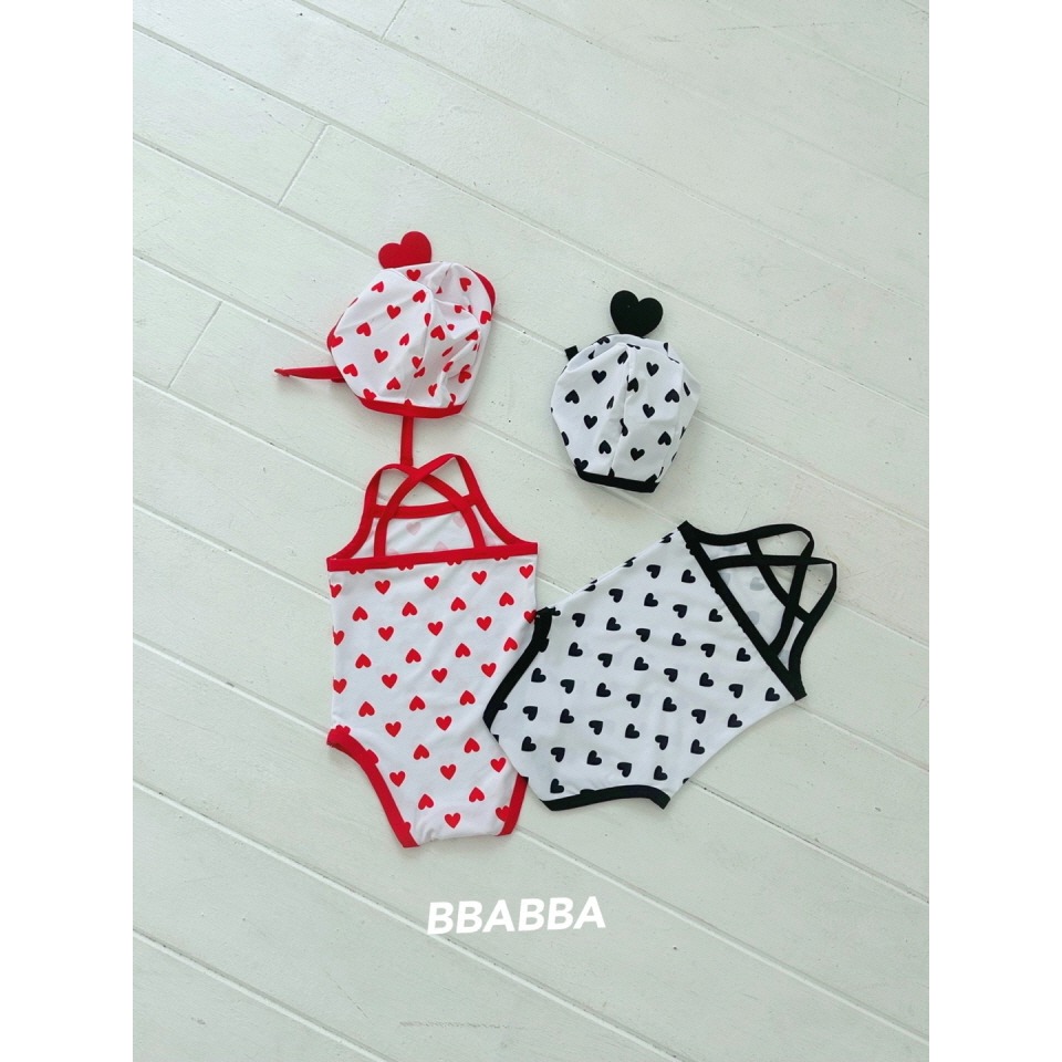 BBABBA 泳裝(含帽) 빠빠 하트끈수영복-細節圖4
