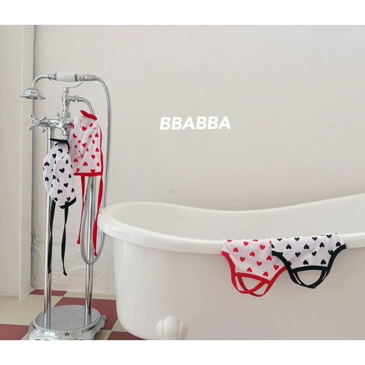 BBABBA 泳裝(含帽) 빠빠 하트끈수영복-細節圖5