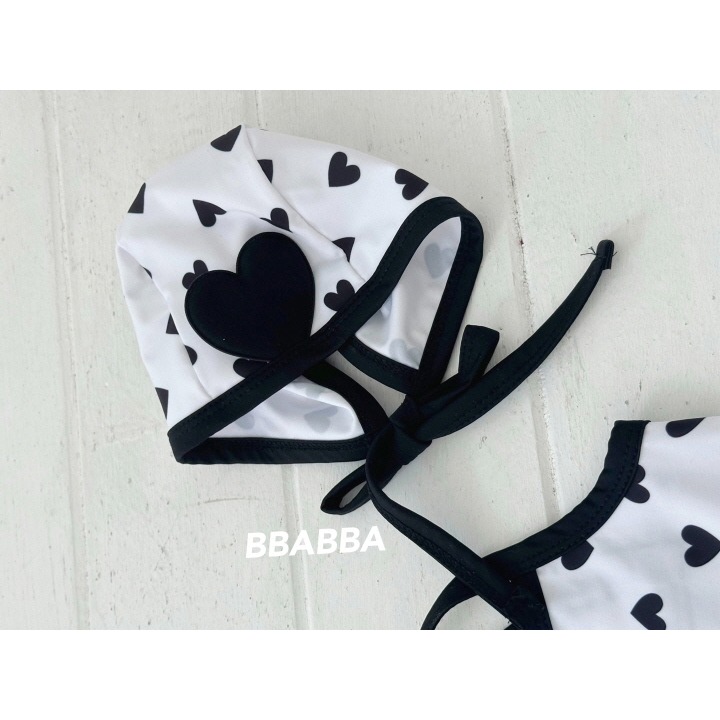 BBABBA 泳裝(含帽) 빠빠 하트끈수영복-細節圖6