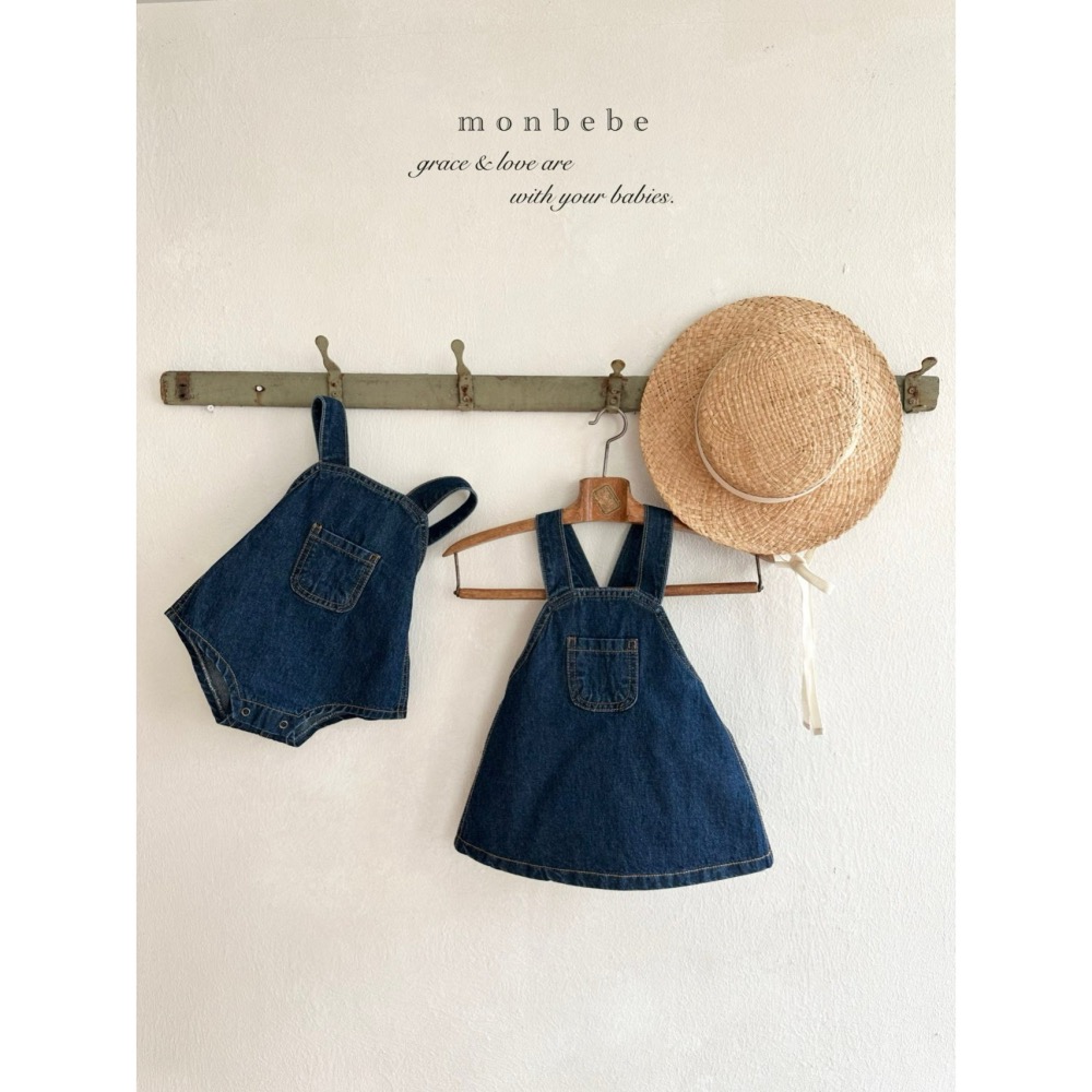 Monbebe 吊帶裙 裙子 몽베베 봉봉데님멜빵스커트-細節圖3
