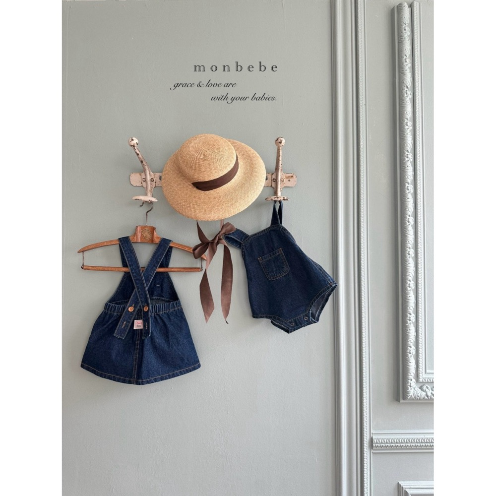 Monbebe 吊帶裙 裙子 몽베베 봉봉데님멜빵스커트-細節圖5