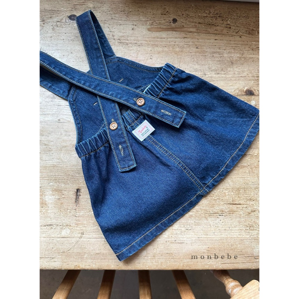 Monbebe 吊帶裙 裙子 몽베베 봉봉데님멜빵스커트-細節圖6
