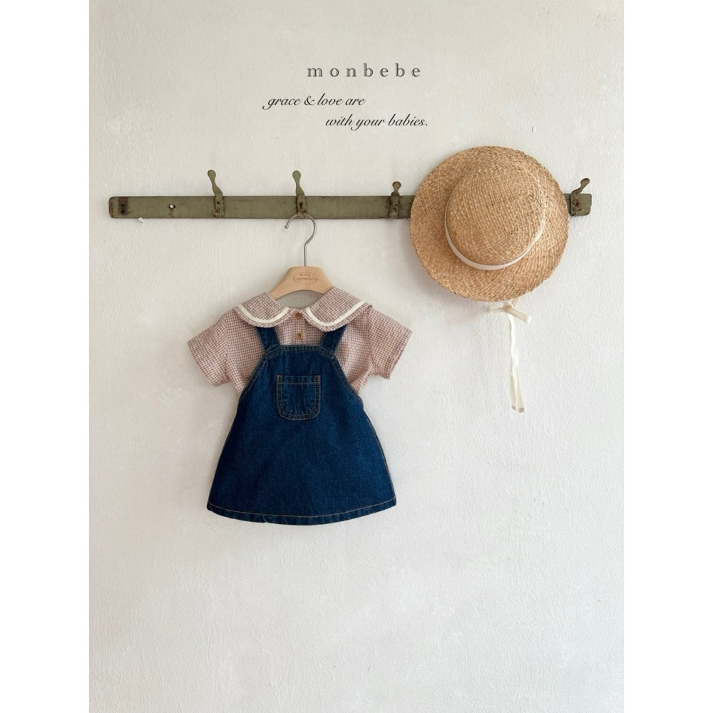 Monbebe 吊帶裙 裙子 몽베베 봉봉데님멜빵스커트-細節圖8