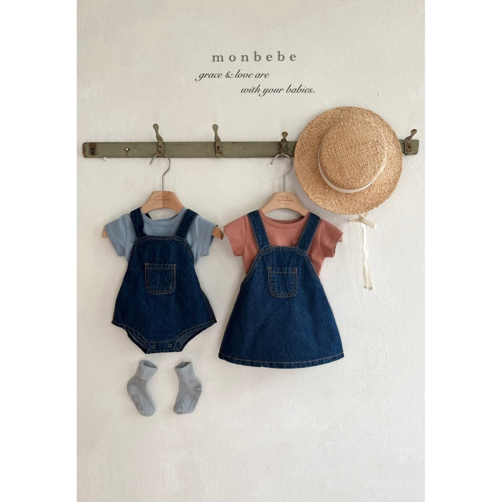 Monbebe 吊帶裙 裙子 몽베베 봉봉데님멜빵스커트-細節圖9