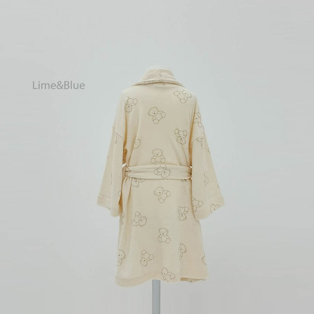 Lime&Blue 浴巾 (兒童) 라임앤블루 라인곰돌이테리가운(아동)-細節圖2