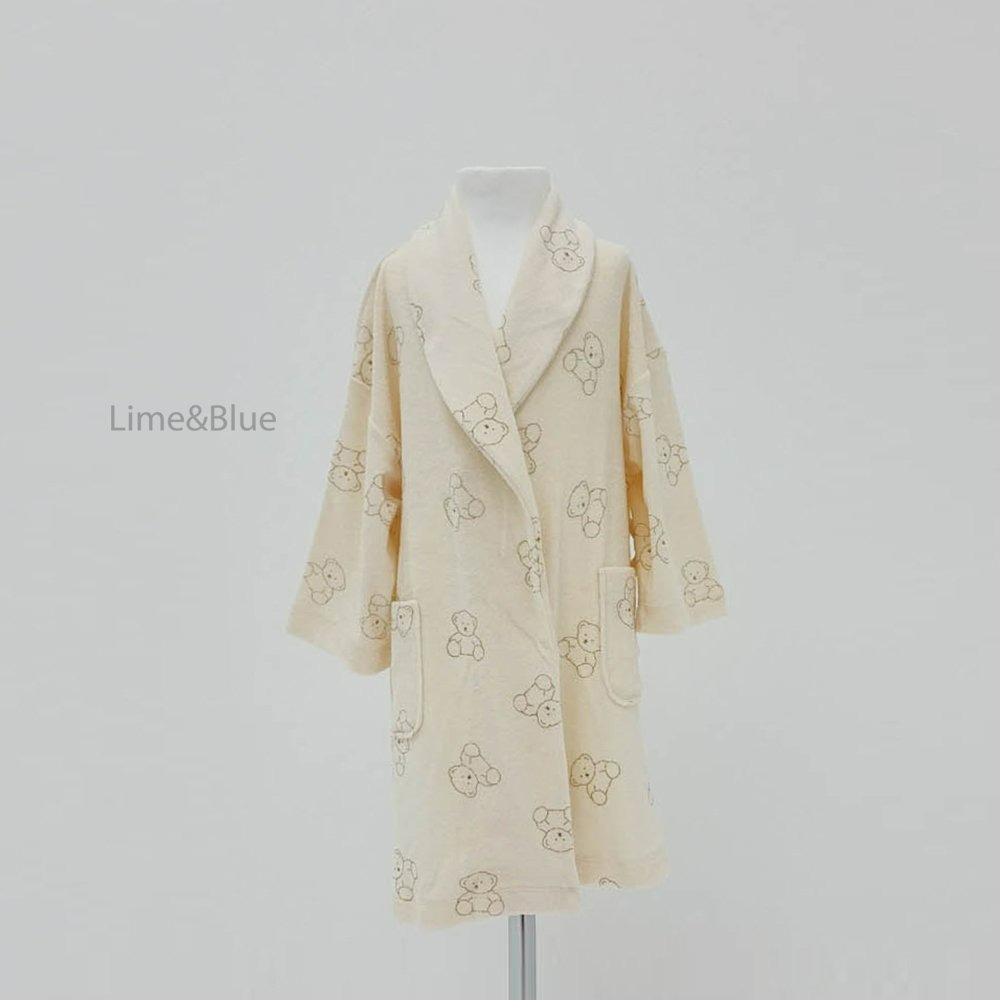 Lime&Blue 浴巾 (兒童) 라임앤블루 라인곰돌이테리가운(아동)-細節圖3