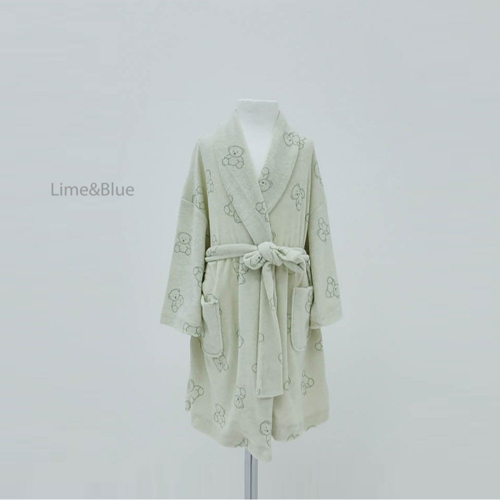 Lime&Blue 浴巾 (兒童) 라임앤블루 라인곰돌이테리가운(아동)-規格圖10
